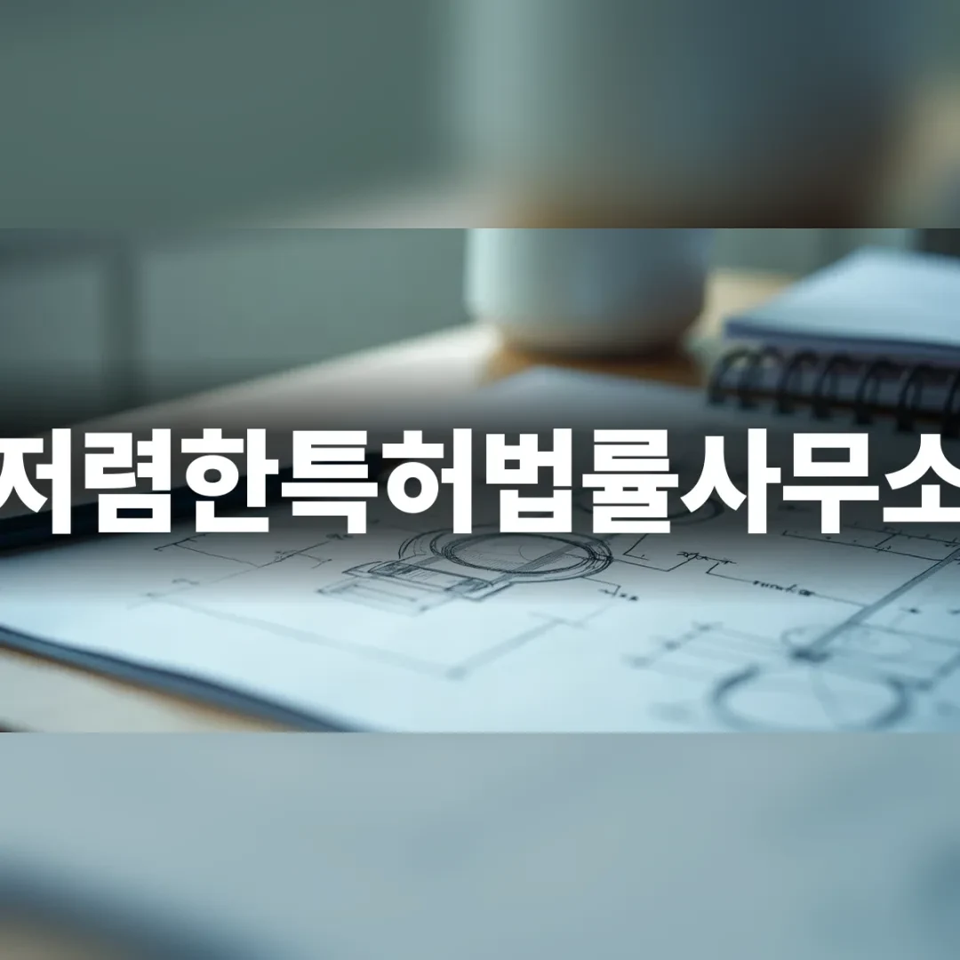 저렴한특허법률사무소 — 책상 위에 펼쳐진 기계 설계 도면