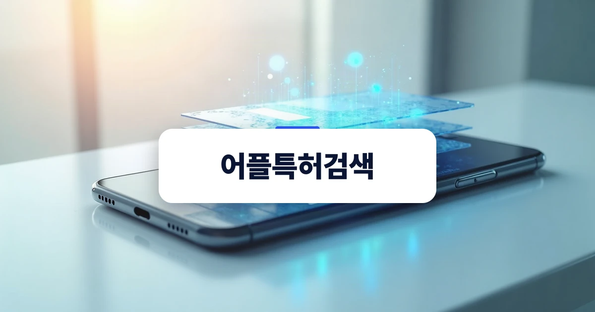 디지털 회로와 스마트폰 화면이 겹쳐진 어플특허검색 개념 일러스트