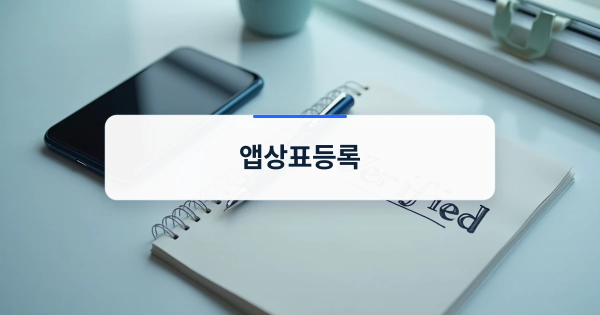 앱상표등록 절차를 고민하는 사업자를 위한 미니멀한 책상과 스마트폰 연출 컷