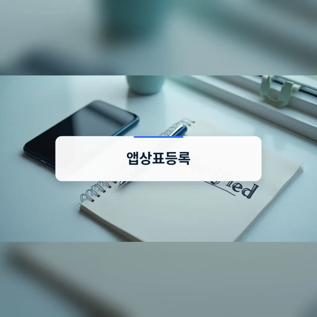 앱상표등록 절차를 고민하는 사업자를 위한 미니멀한 책상과 스마트폰 연출 컷