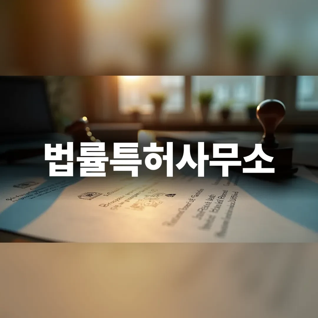 법률특허사무소 — 책상 위 서류와 나무 도장
