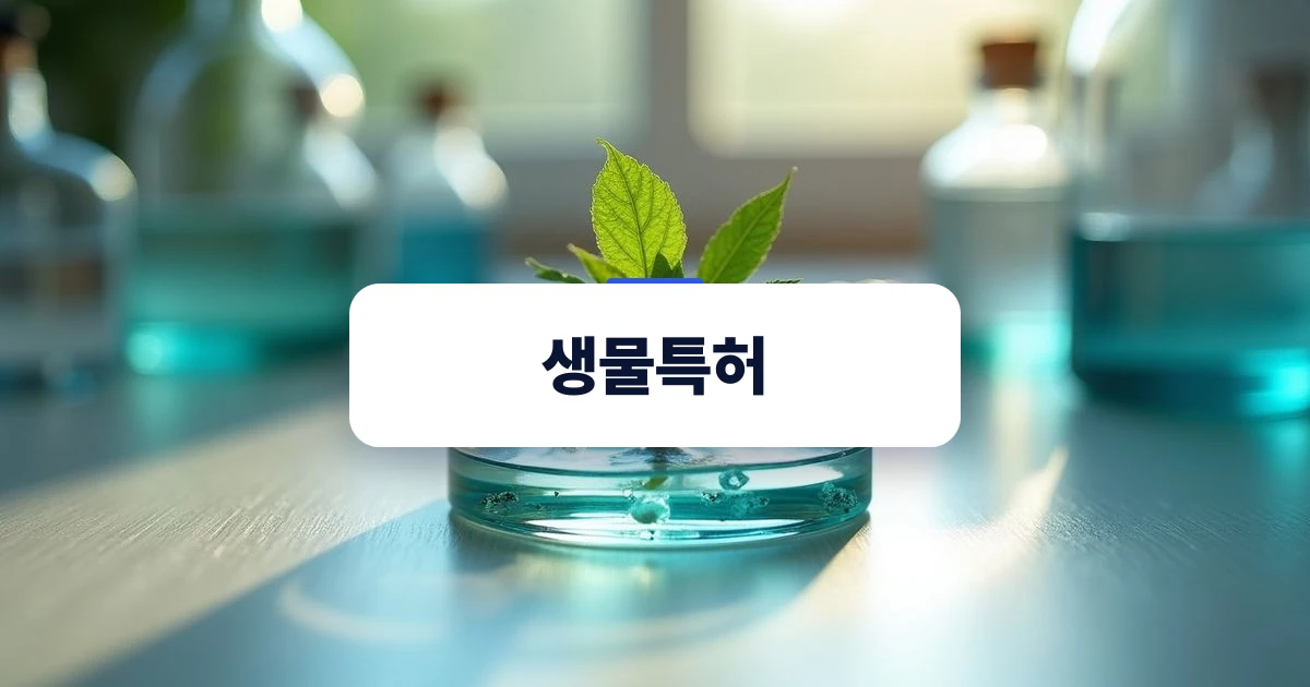 실험실 유리 용기에서 자라나는 식물 싹과 돋보기의 모습