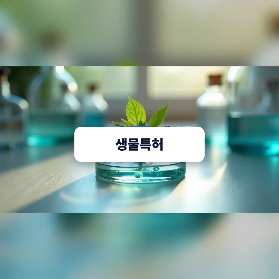 실험실 유리 용기에서 자라나는 식물 싹과 돋보기의 모습