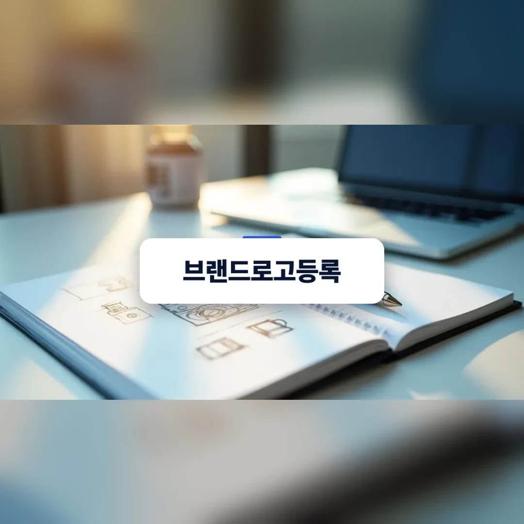 브랜드로고등록 절차와 서류를 준비하는 깔끔한 책상 위 모습