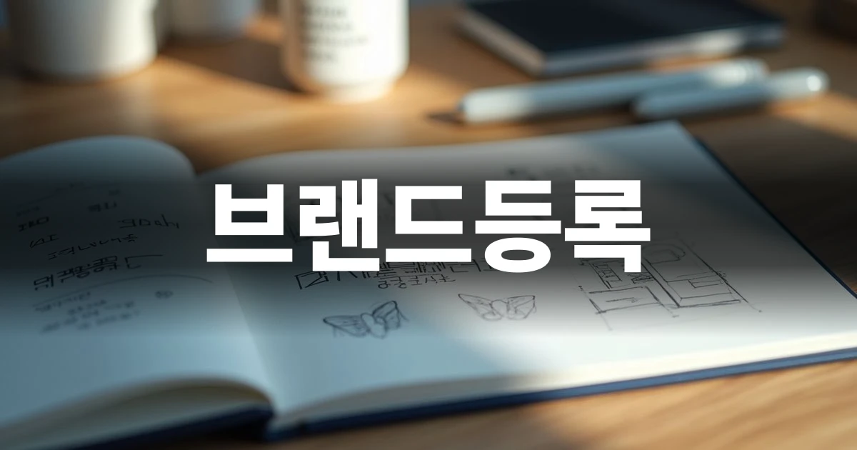 브랜드등록과 지식재산권 검토를 위한 서류와 노트가 놓인 책상