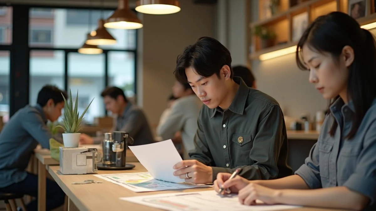 상표 출원과 등록 단계별 비용을 검토하는 한국인 사업자