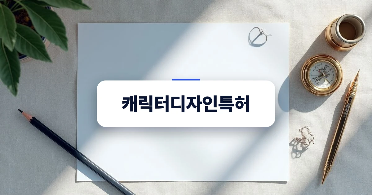 캐릭터디자인특허와 권리 구분을 설명하는 깔끔한 데스크톱 세팅