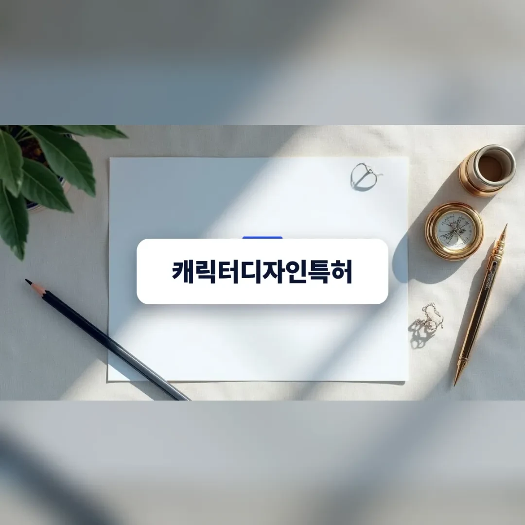 캐릭터디자인특허와 권리 구분을 설명하는 깔끔한 데스크톱 세팅