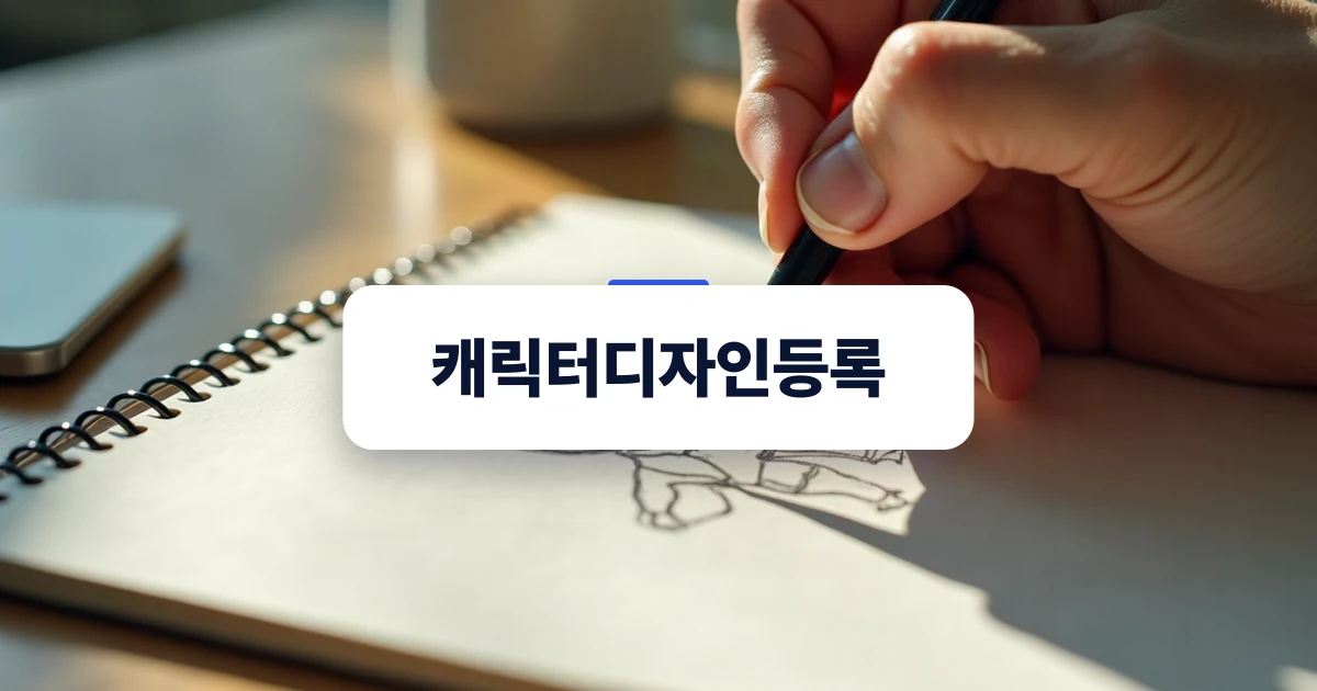 캐릭터디자인등록을 상징하는 스케치 작업 현장