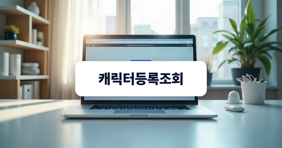 캐릭터 등록 조회를 검토하는 책상 위 디지털 태블릿과 서류