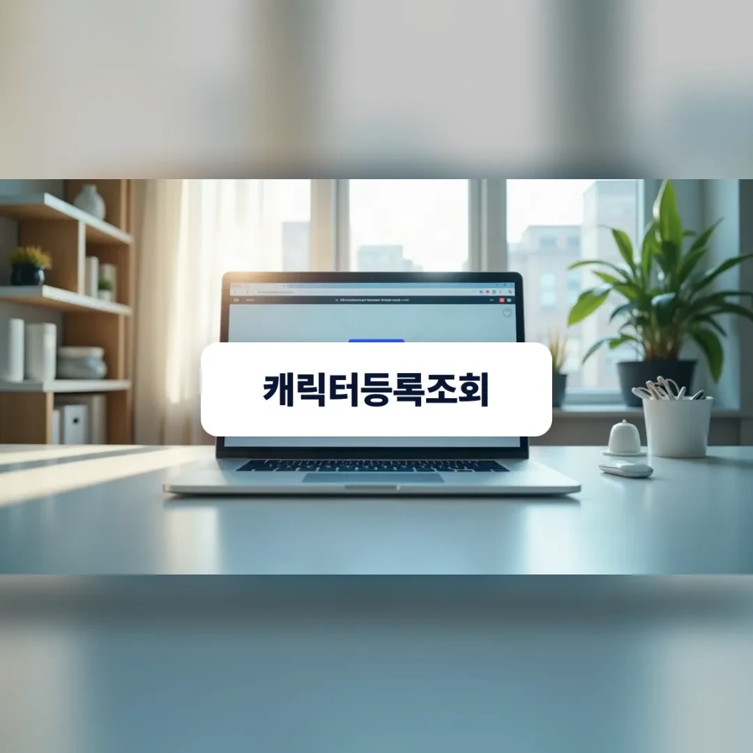 캐릭터 등록 조회를 검토하는 책상 위 디지털 태블릿과 서류