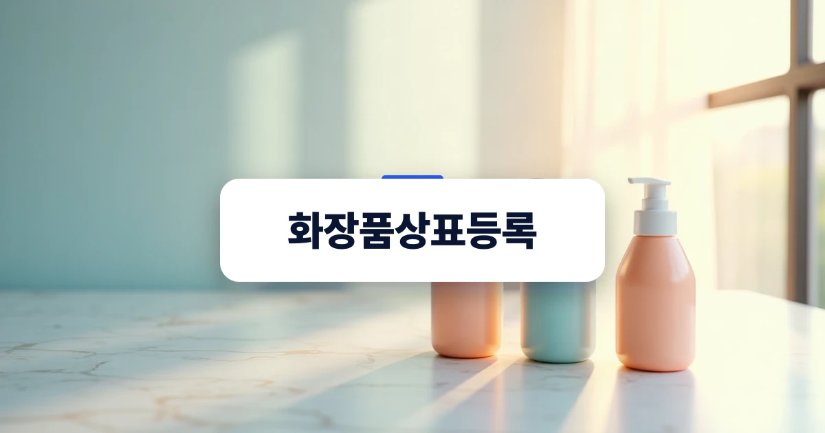 화장품상표등록 서류와 패키지를 책상 위에 펼쳐둔 모습