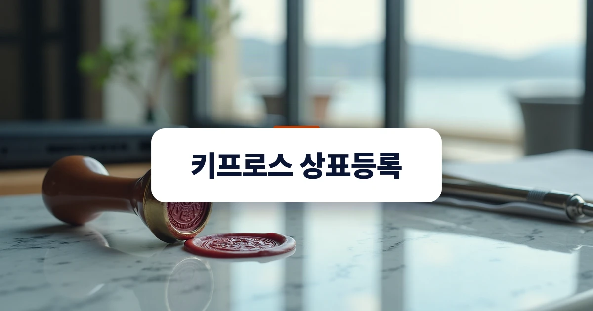 키프로스 상표등록 — 깨끗한 대리석 책상 위에 놓인 은색 만년필과 고전적인 인장 스탬프가 키프로스 상표등록의 신뢰성을 상징함