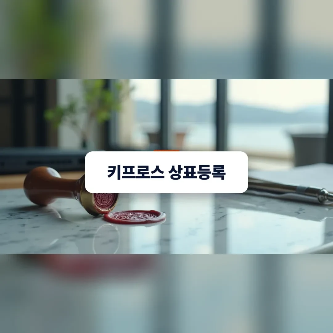 키프로스 상표등록 — 깨끗한 대리석 책상 위에 놓인 은색 만년필과 고전적인 인장 스탬프가 키프로스 상표등록의 신뢰성을 상징함