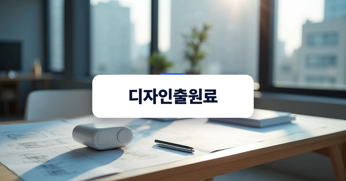제품 디자인 도면과 시제품이 놓인 작업대