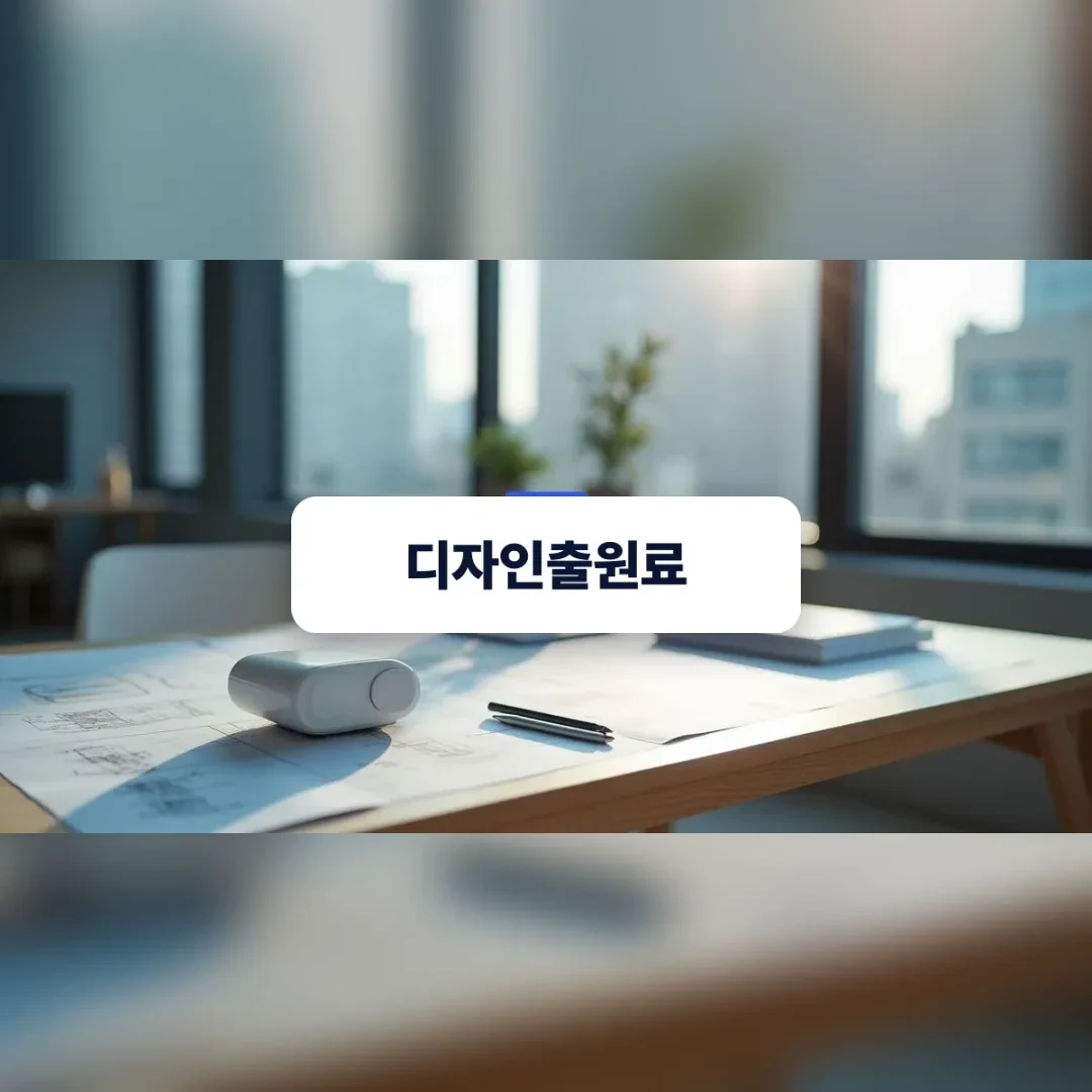 제품 디자인 도면과 시제품이 놓인 작업대