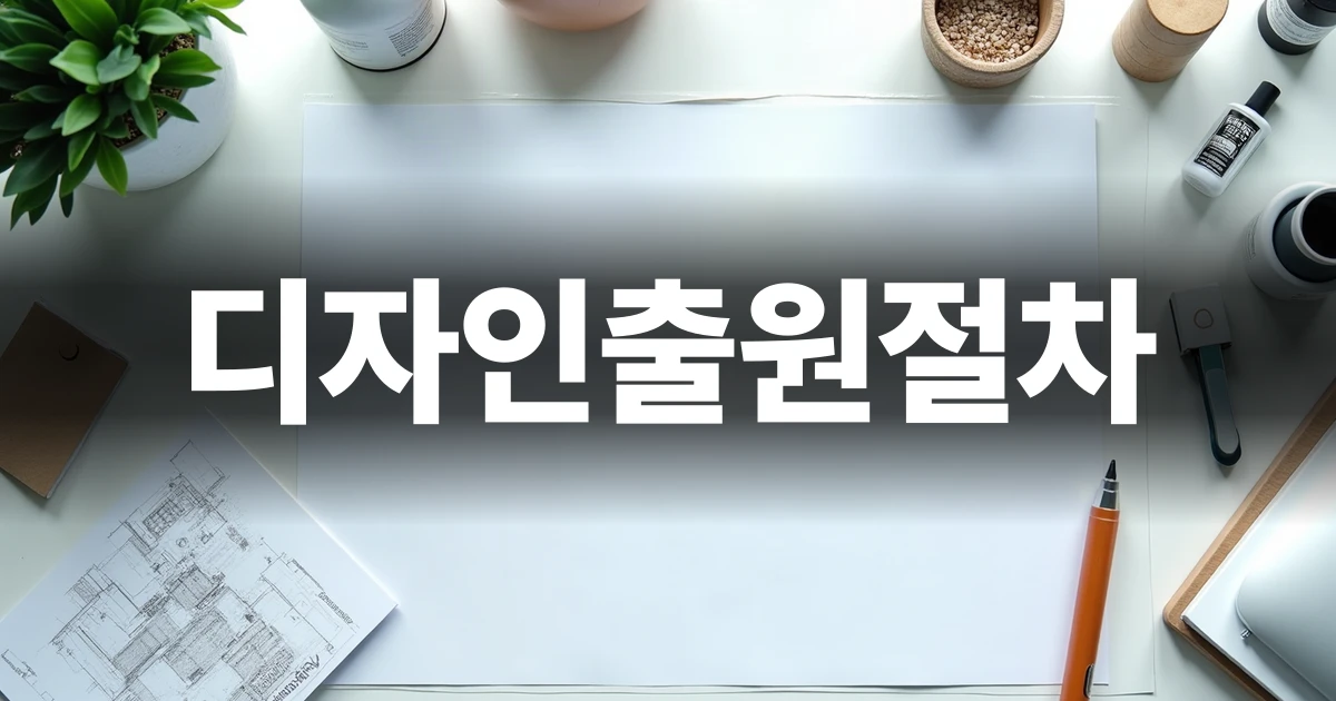 디자인출원절차를 준비하는 실무자의 책상 위 설계 도면