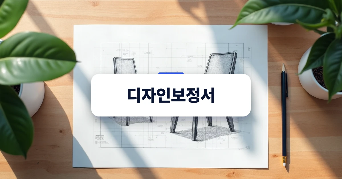 디자인 도면과 보정 서류를 검토하는 책상 풍경