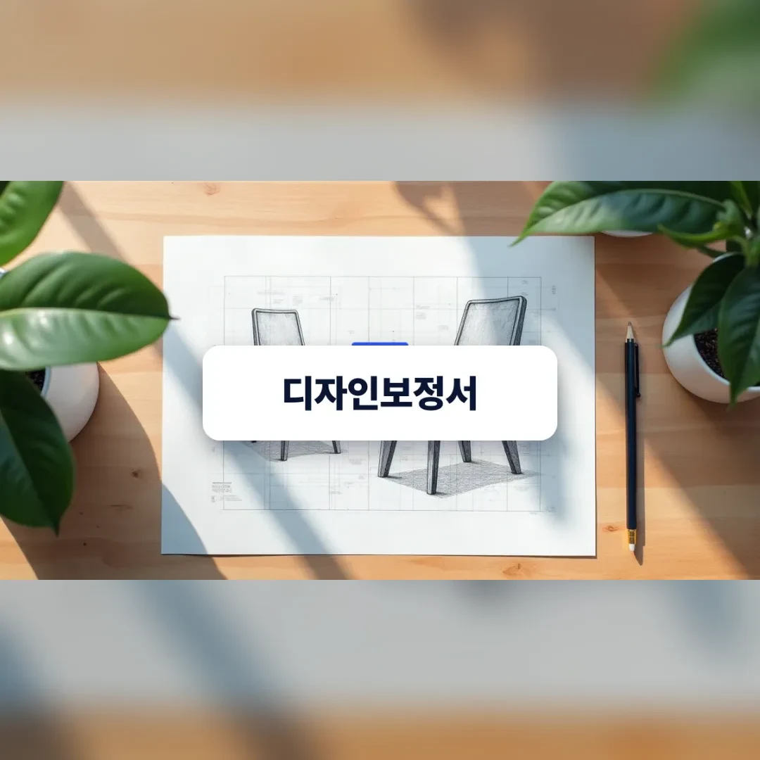 디자인 도면과 보정 서류를 검토하는 책상 풍경