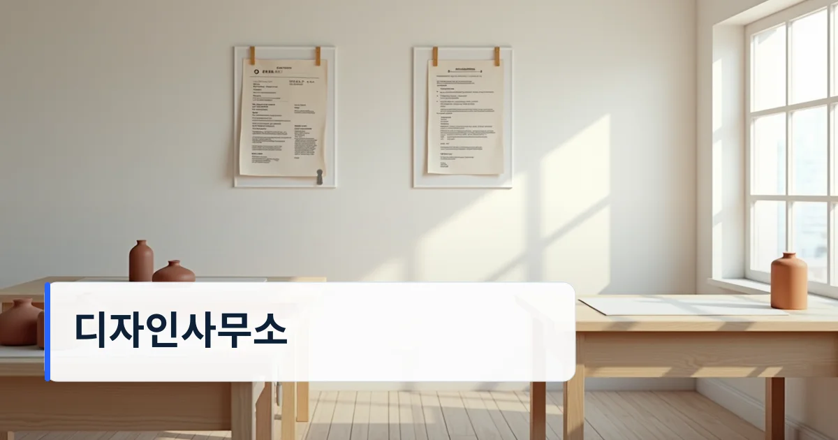 디자인사무소 작업 책상 위에 놓인 스케치와 모형