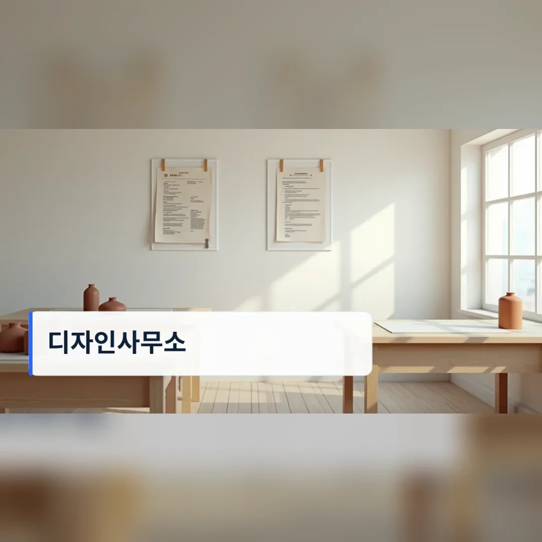 디자인사무소 작업 책상 위에 놓인 스케치와 모형