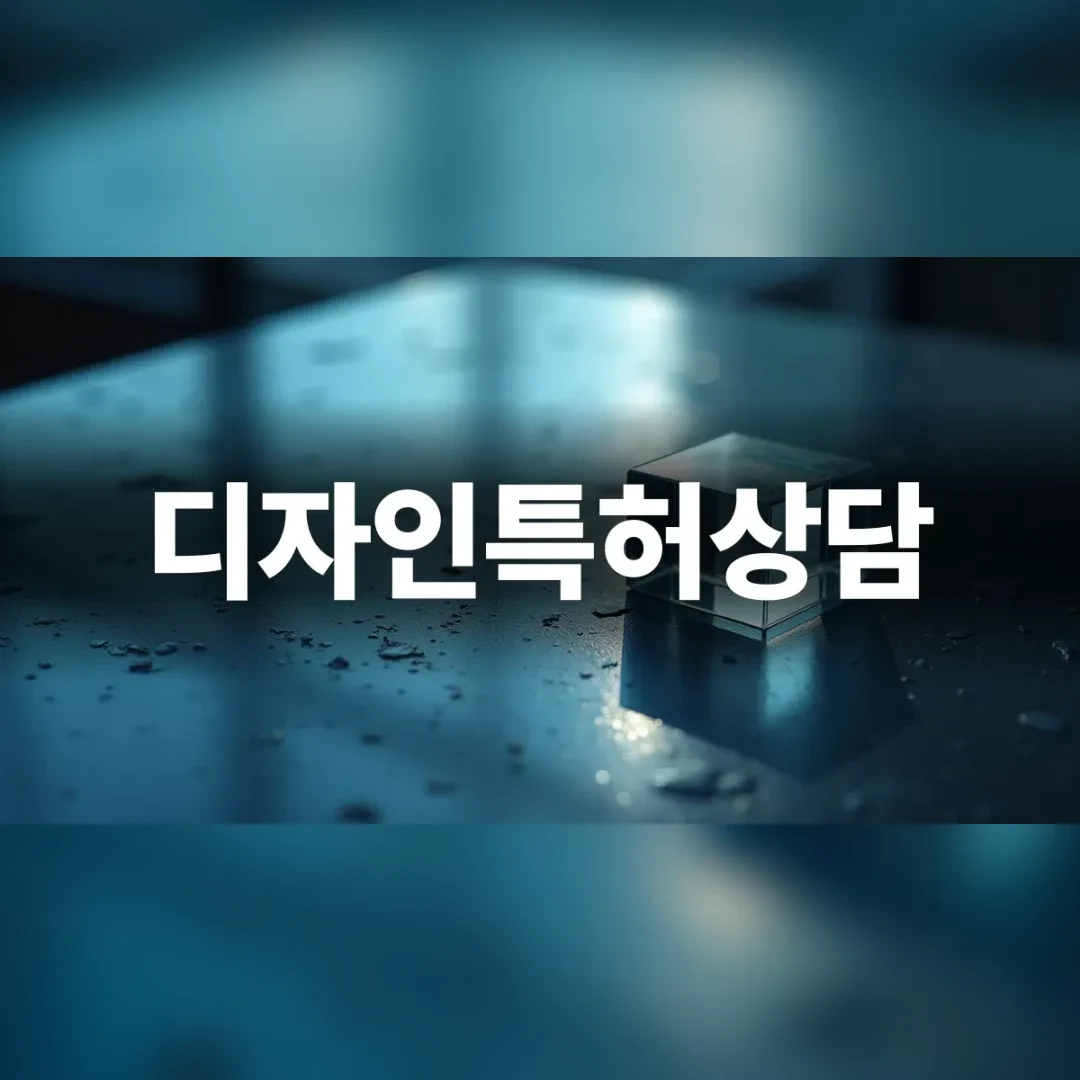 디자인특허상담 — 물방울이 맺힌 어두운 유리 위의 투명 큐브