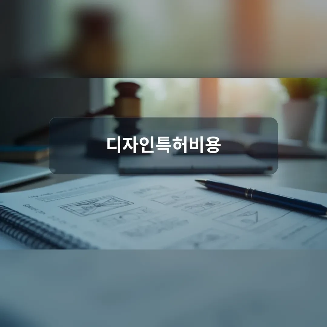 디자인특허비용 — 책상 위에 펼쳐진 제품 스케치 노트와 만년필