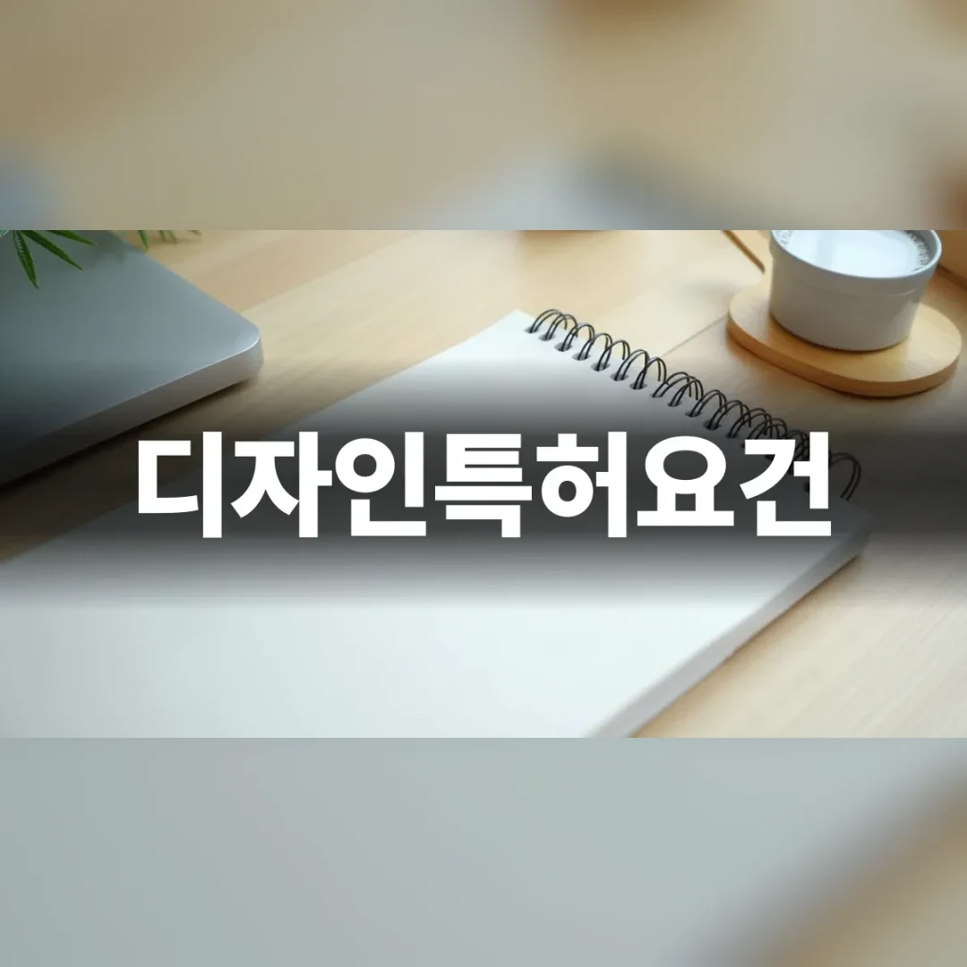 디자인특허요건 — 원목 책상 위 스프링 노트와 커피잔