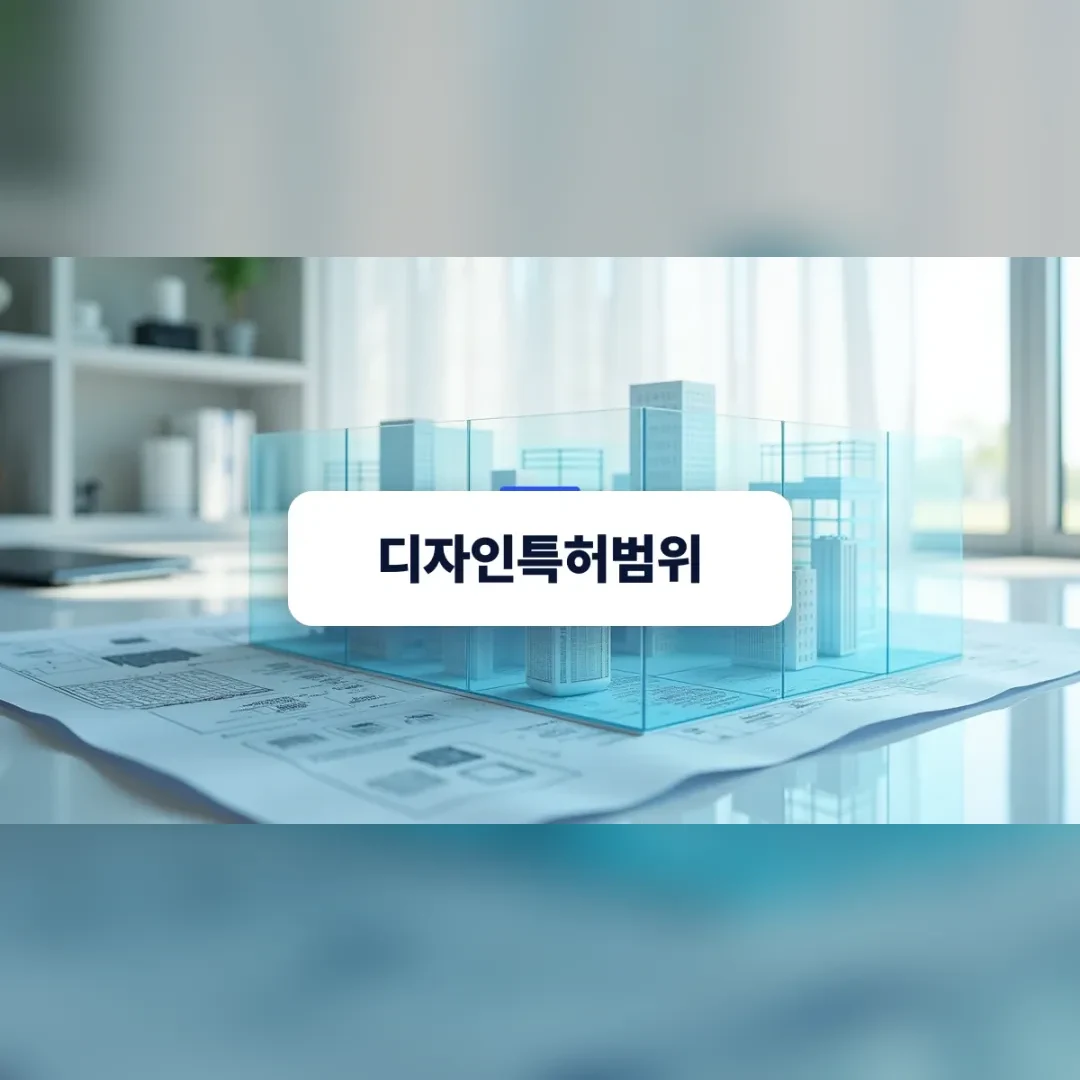 디자인특허범위 — 도면 위에 세워진 투명한 건물 모형