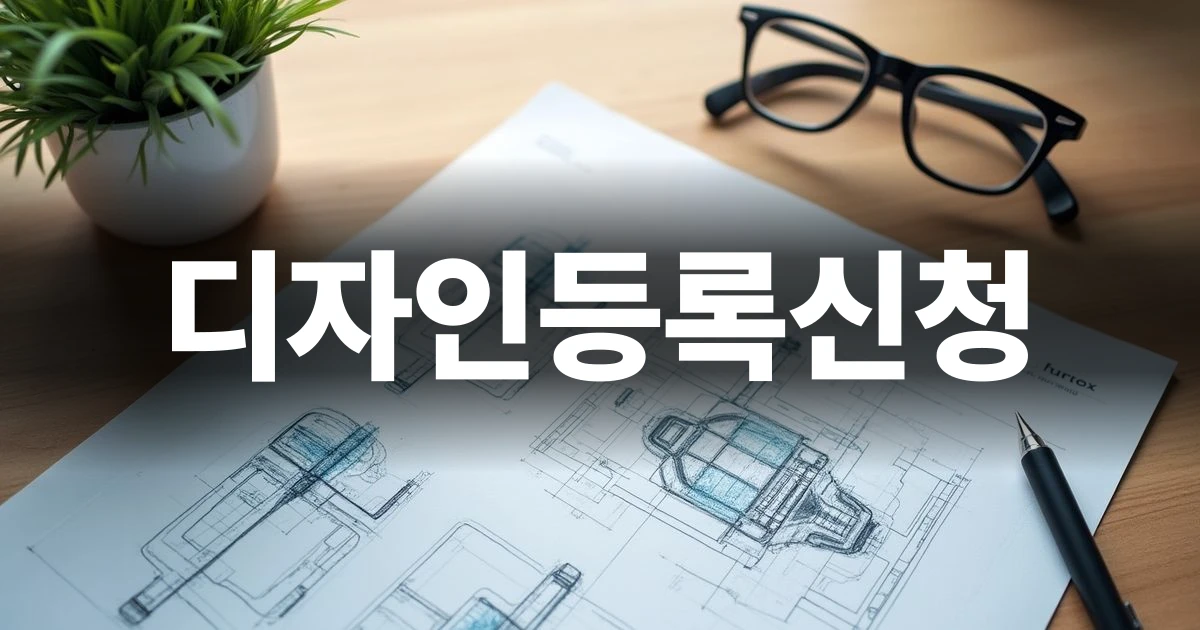 디자인등록신청을 준비하는 도면과 작업 공간