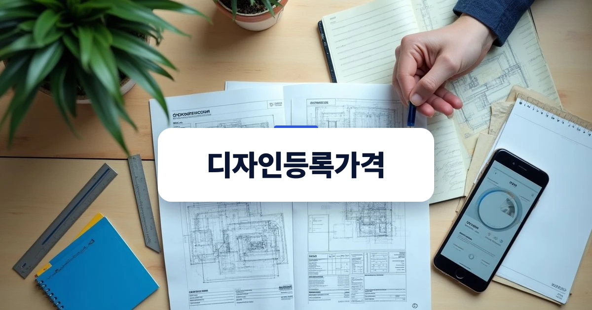 디자인 권리화 출원 및 등록 예산 산정을 안내하는 인포그래픽 콘셉트의 메인 비주얼 이미지