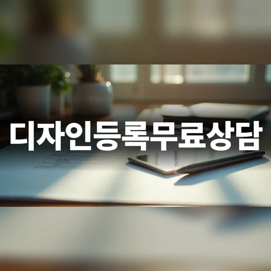 디자인등록무료상담을 고민하는 사업자를 위한 서류와 도면 검토 책상 풍경