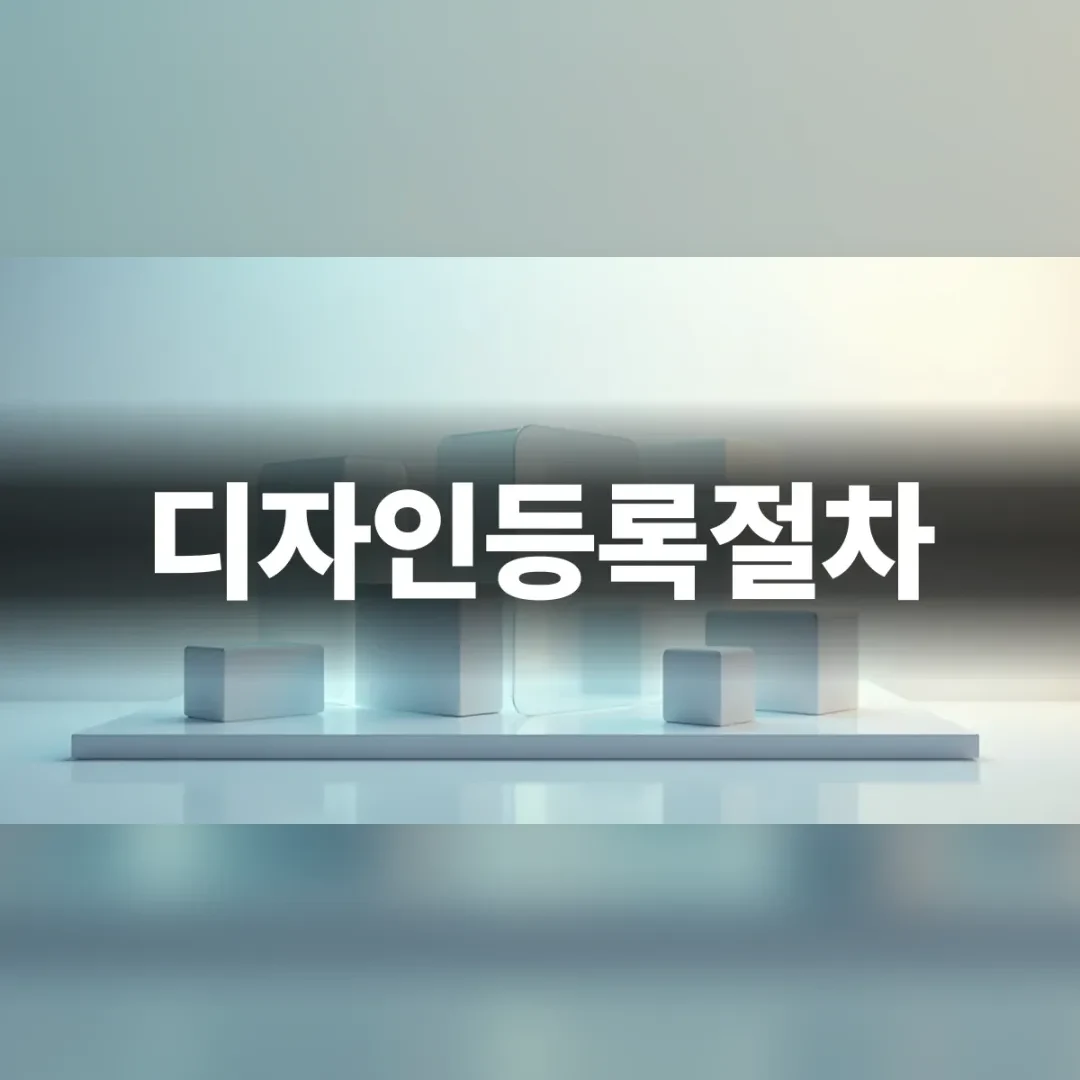 디자인등록절차 — 흰 선반 위에 나란히 놓인 투명한 사각 블록들
