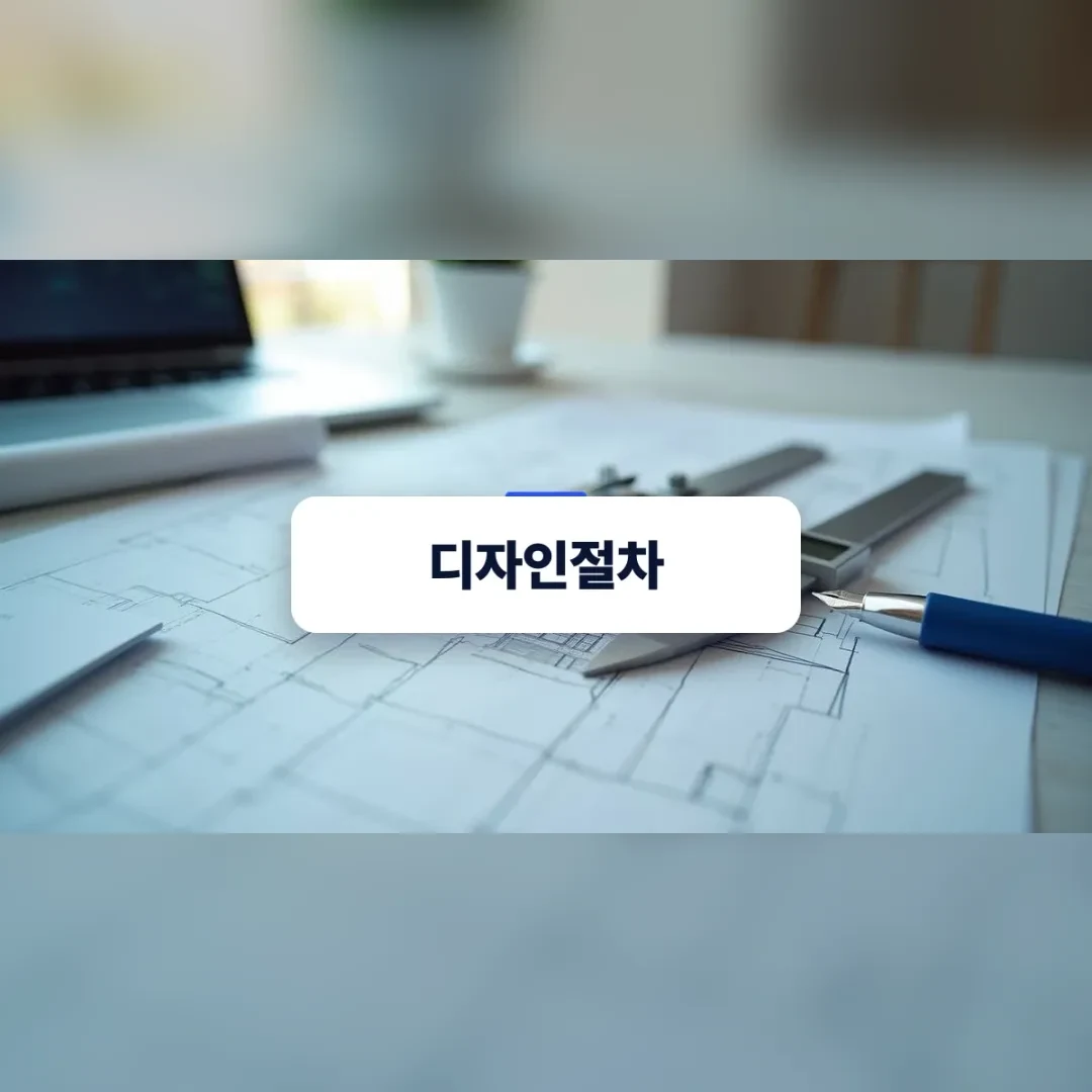 디자인 절차와 도면을 준비하는 깔끔한 책상 풍경