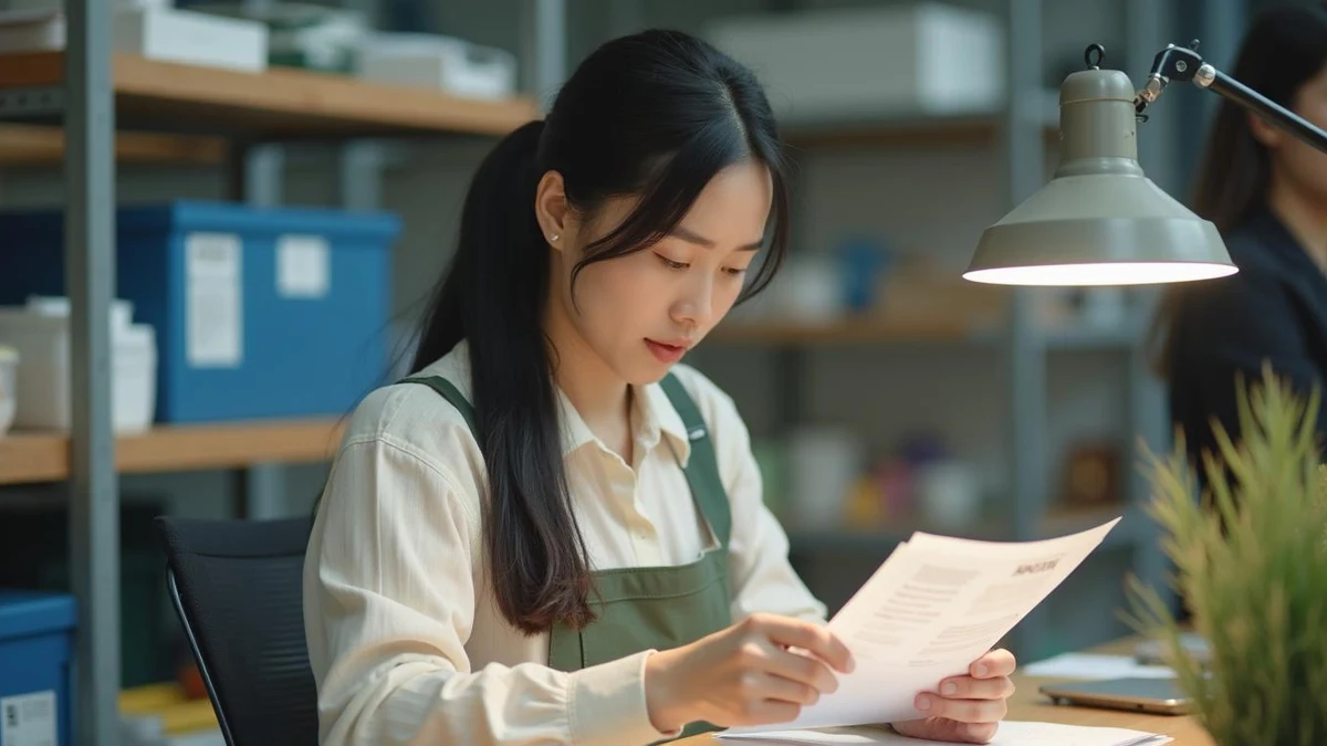 거절이유통지서를 서류와 함께 다각도로 검토하는 모습