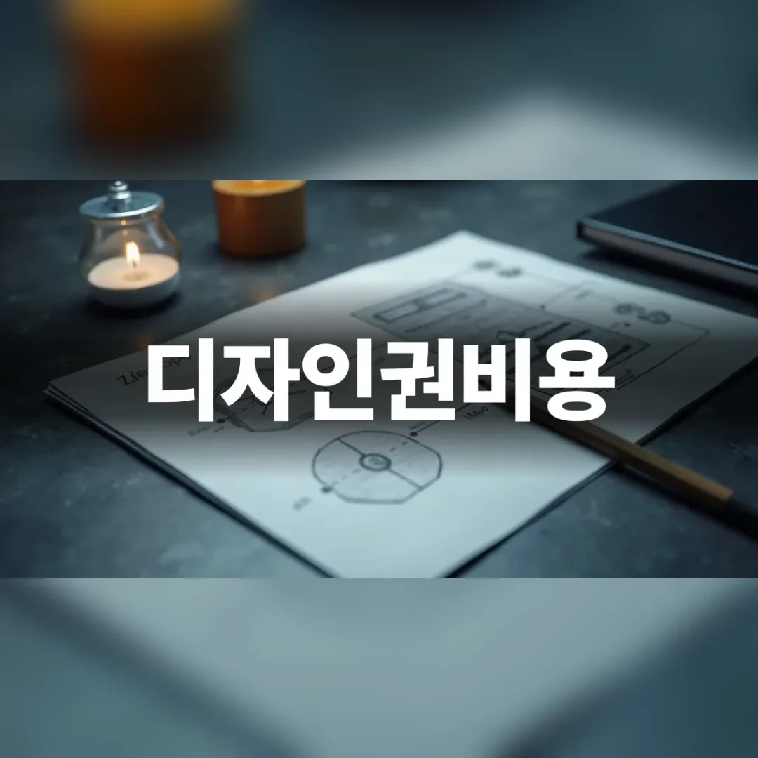 디자인권비용 — 어두운 책상 위 설계 스케치와 촛불