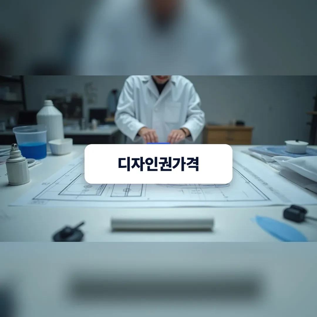 제품 디자인 도면과 시제품이 올려진 작업대