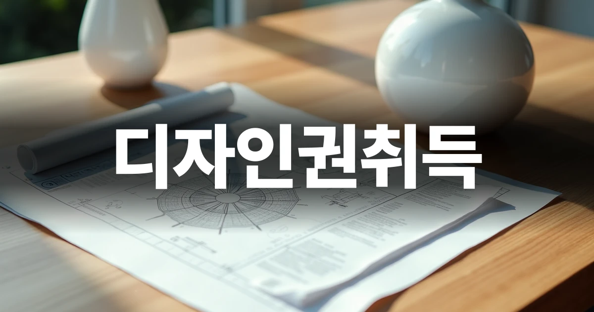 디자인권취득을 준비하는 사업자의 책상 위 도면과 제품