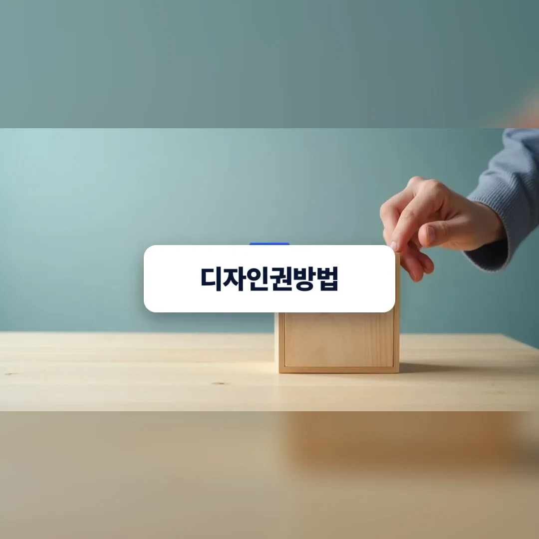 디자인권방법 — 원목 탁자 위 나무 블록을 옮기는 손