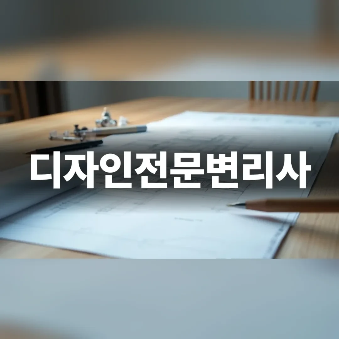 디자인전문변리사 — 원목 책상 위에 펼쳐진 도면과 제도 도구