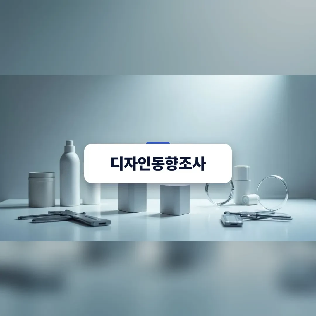 디자인동향조사 — 흰 탁자 위의 흰 용기 시제품들과 측정 공구