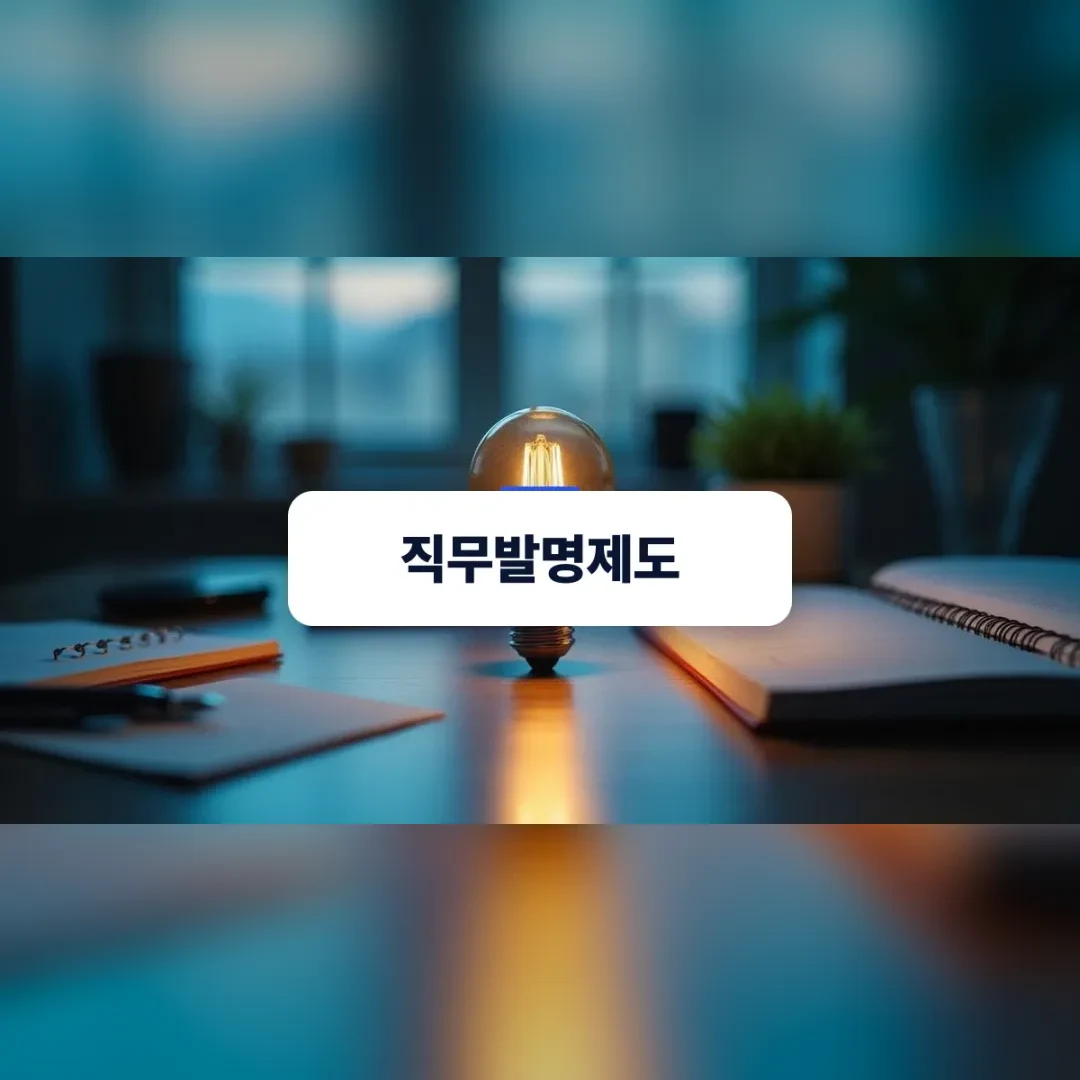 직무발명제도 — 어두운 책상 위 노트와 빛나는 전구