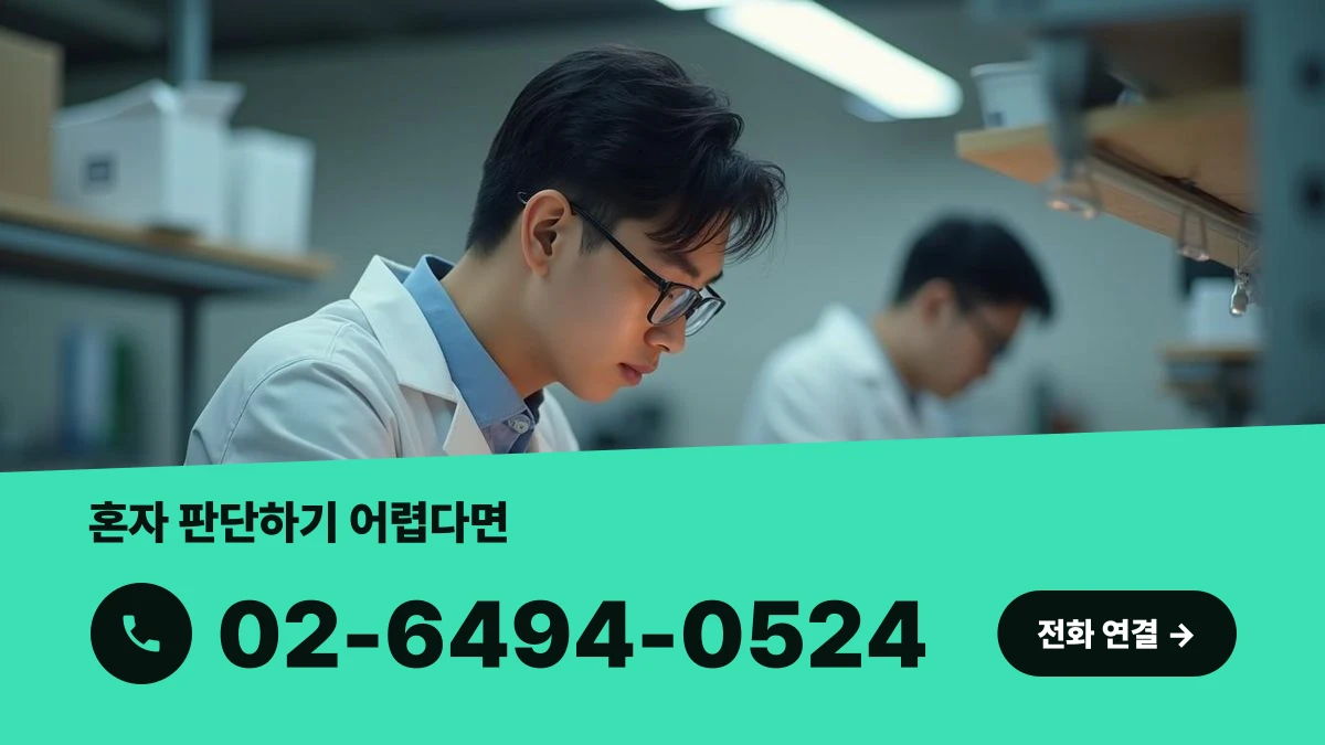 특허 출원 상담을 위해 일터에서 전화를 준비하는 한국인 사업자