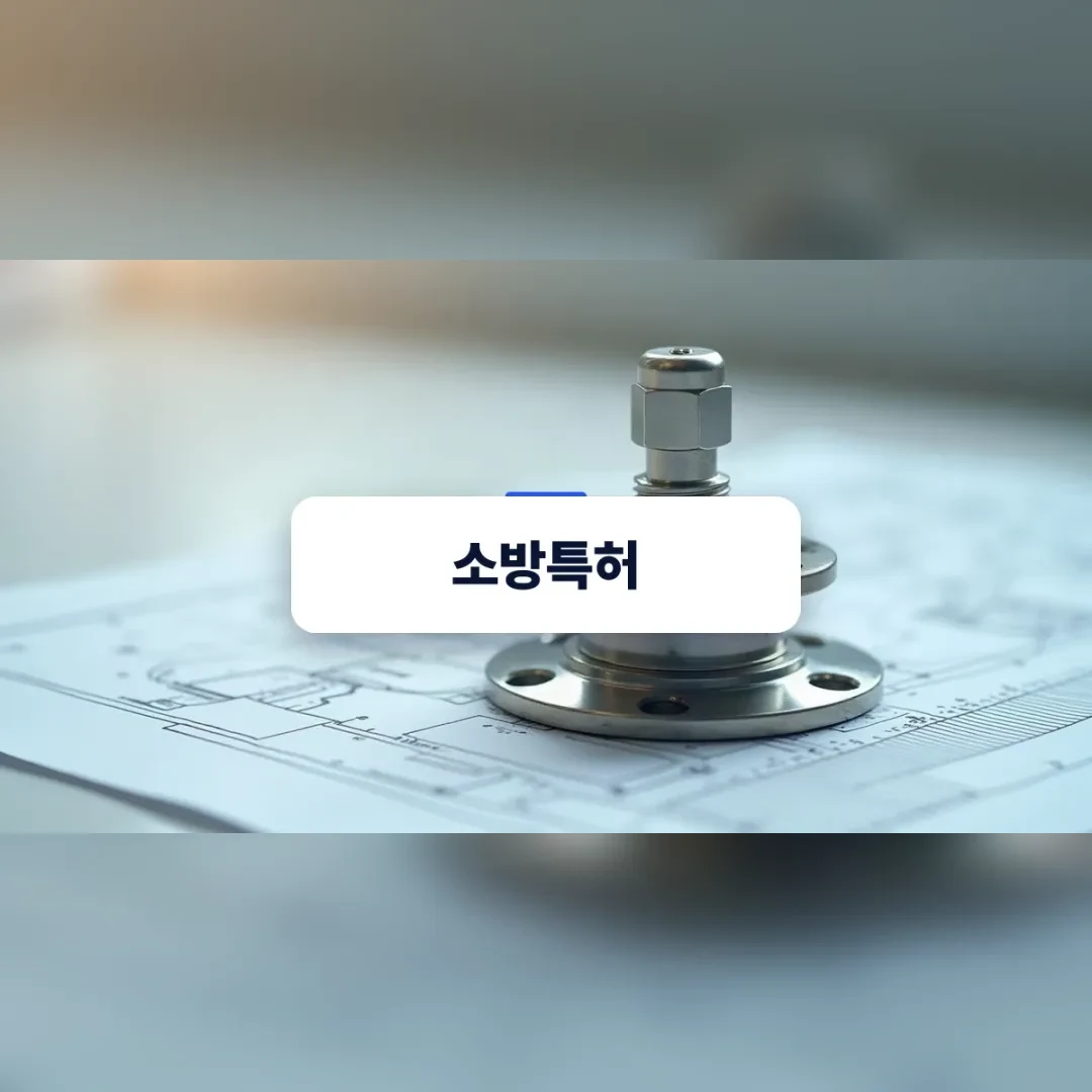 소방특허 출원을 다루는 기술 도면과 소방 장비 부품