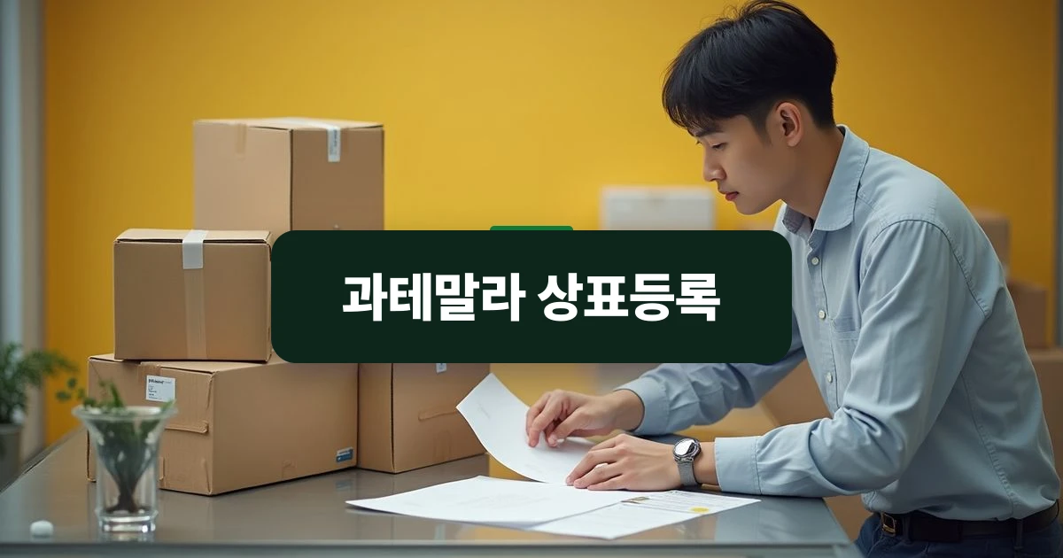 과테말라 상표등록 — 수출용 상자와 무역 서류를 점검하는 한국인 물류 담당자