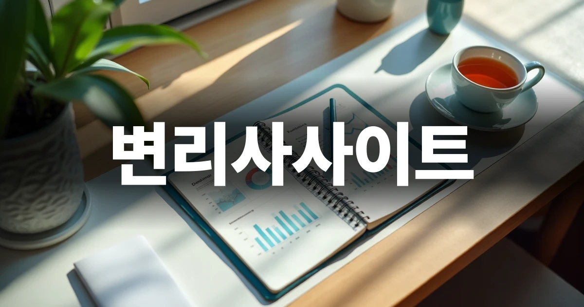 변리사사이트 선택 기준을 검토하는 깔끔한 책상 위 노트북과 노트