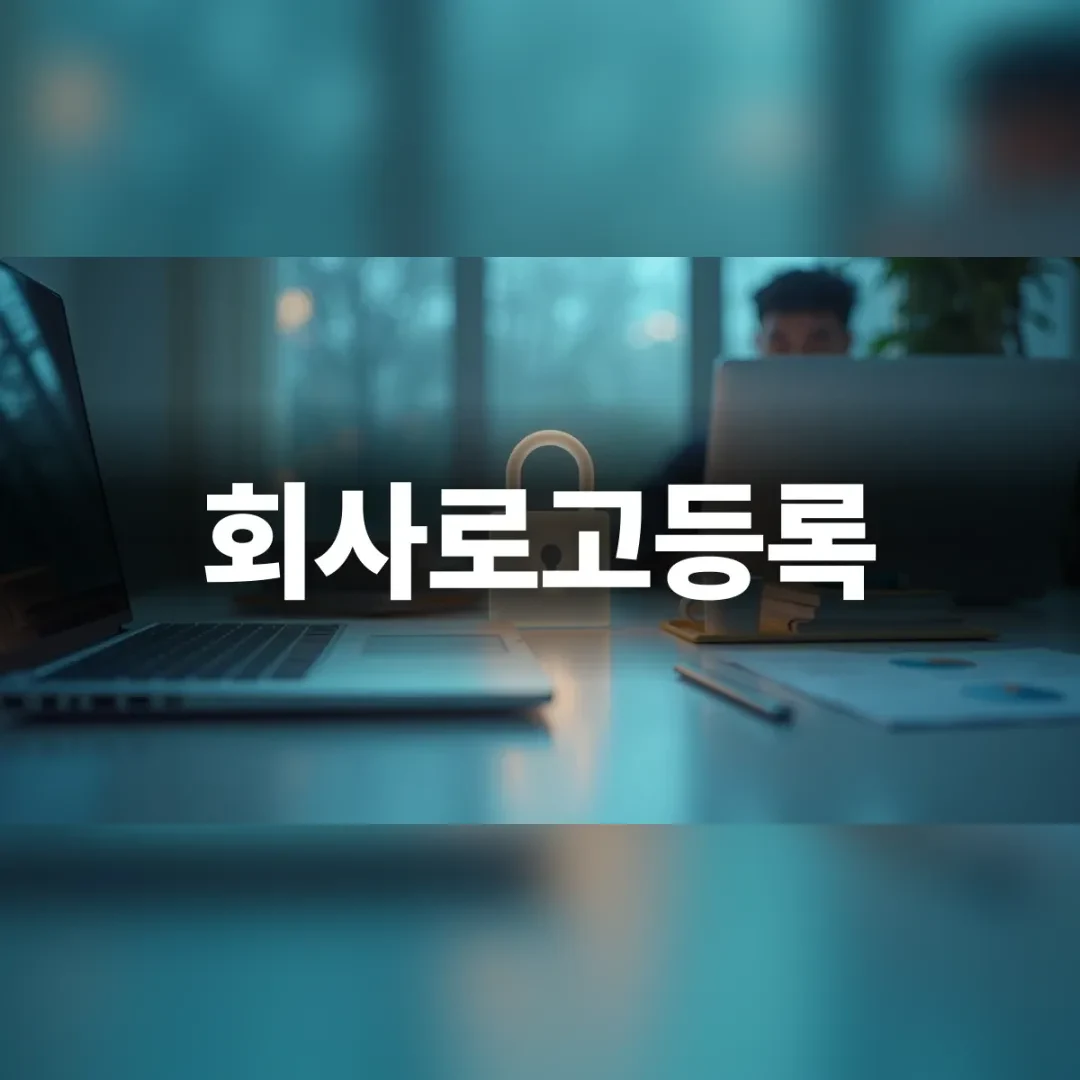 회사로고등록 — 창가 책상 위의 노트북과 자물쇠