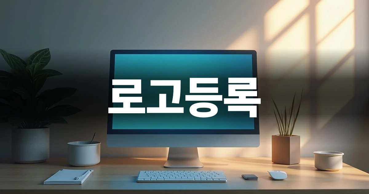 디자이너의 책상 위 로고 디자인 작업 화면