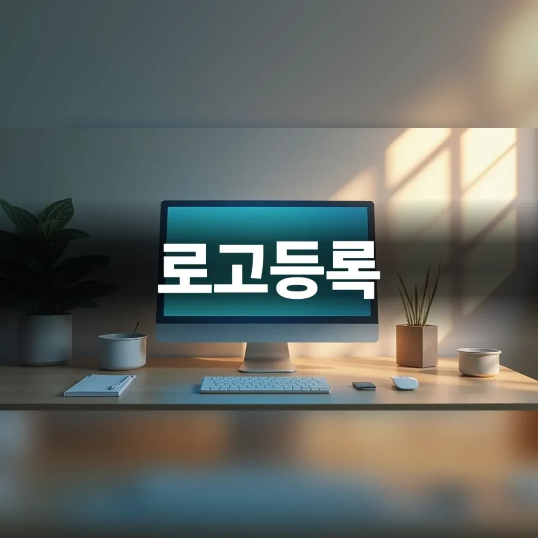 디자이너의 책상 위 로고 디자인 작업 화면
