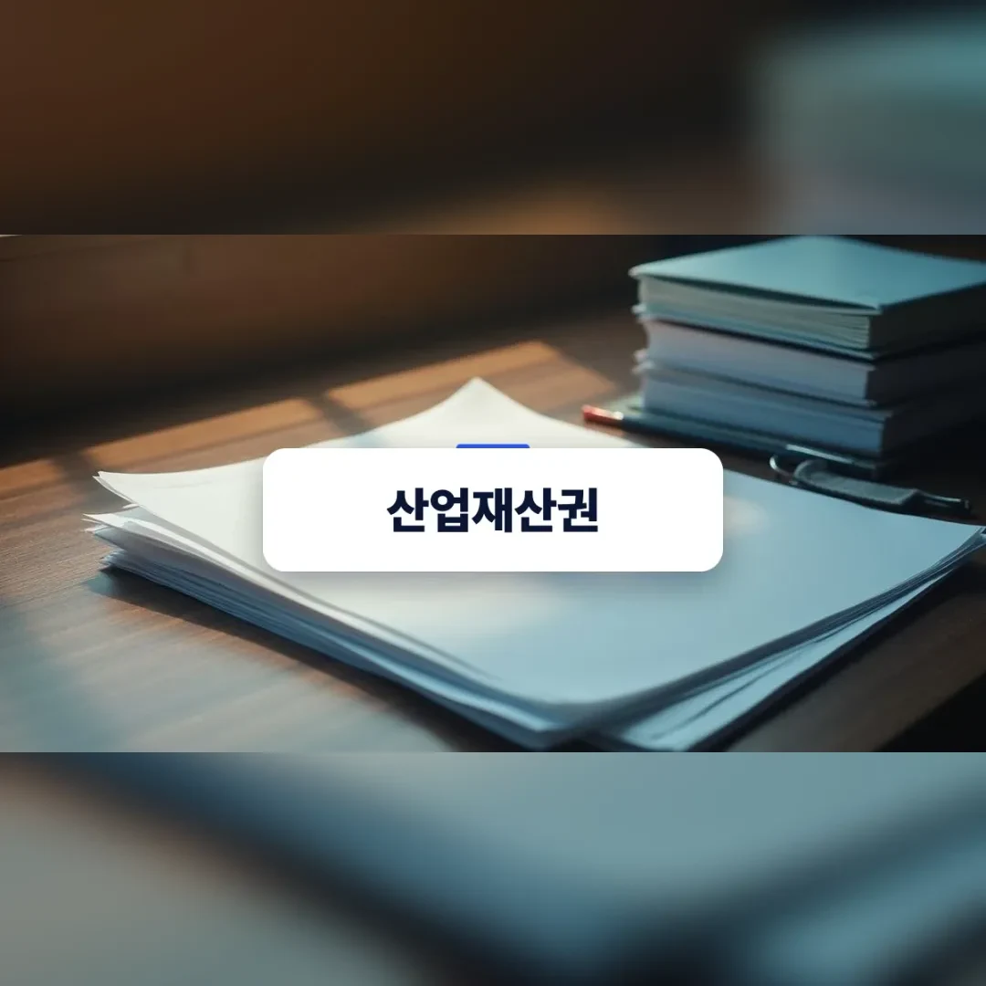 산업재산권 — 원목 책상 위에 쌓인 책과 종이 뭉치